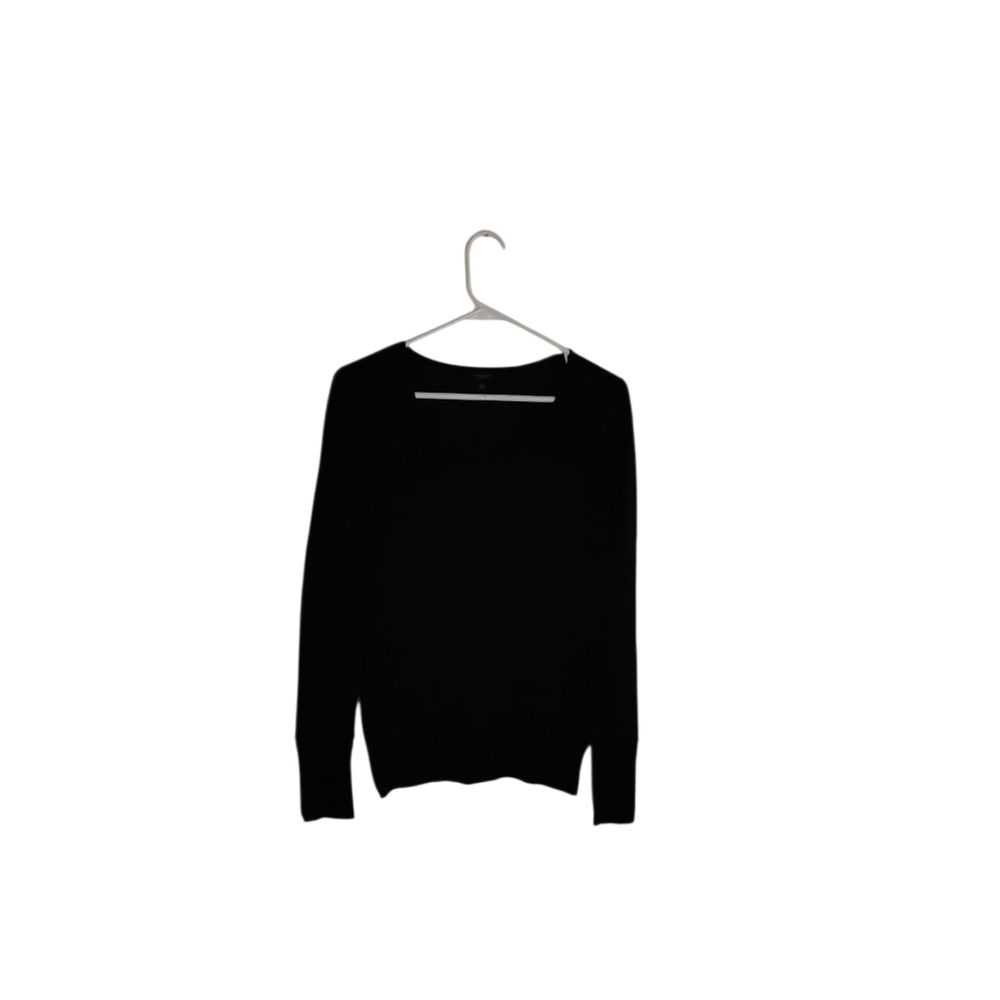 Ann Taylor Women's M Black Merino Wool Long Sleeve Lightweight Pullover Sweater